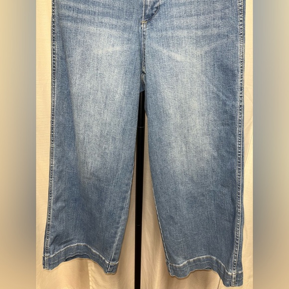 Oat New York Jeans 4 Blue Denim Cotton Stretch High Rise Wide Leg | size 6/28 - Picture 3 of 6